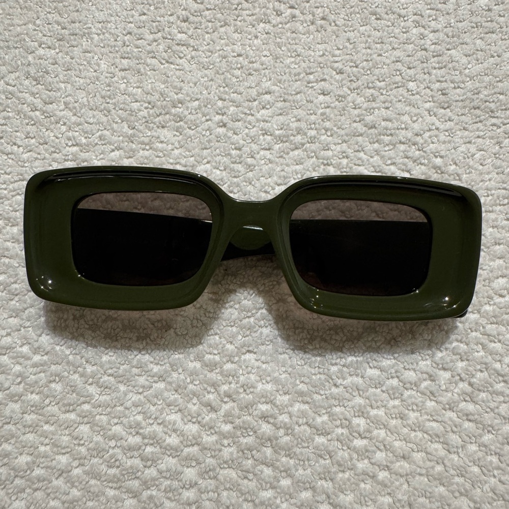 Olive Green Rectangular Sunglasses - image 1